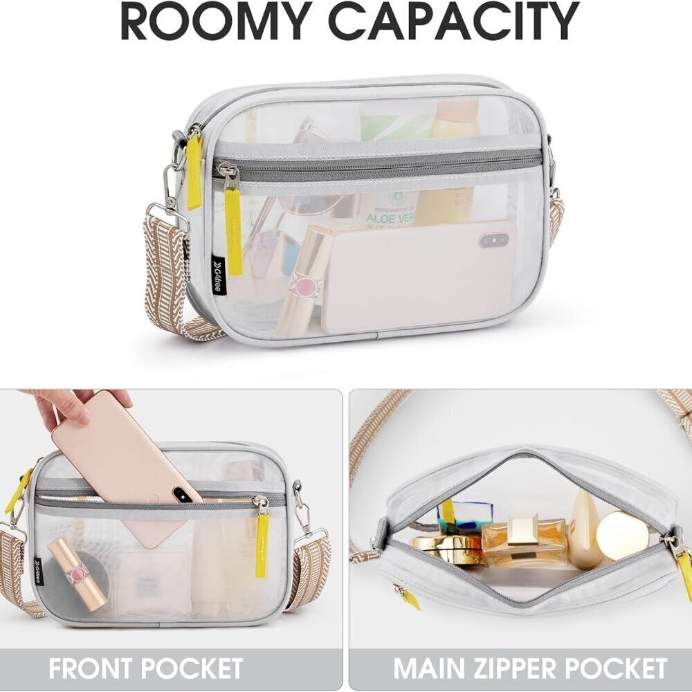 Clear Mesh Crossbody Bag Lightweight Unisex Stadium Festival Travel - Picture 5 of 7